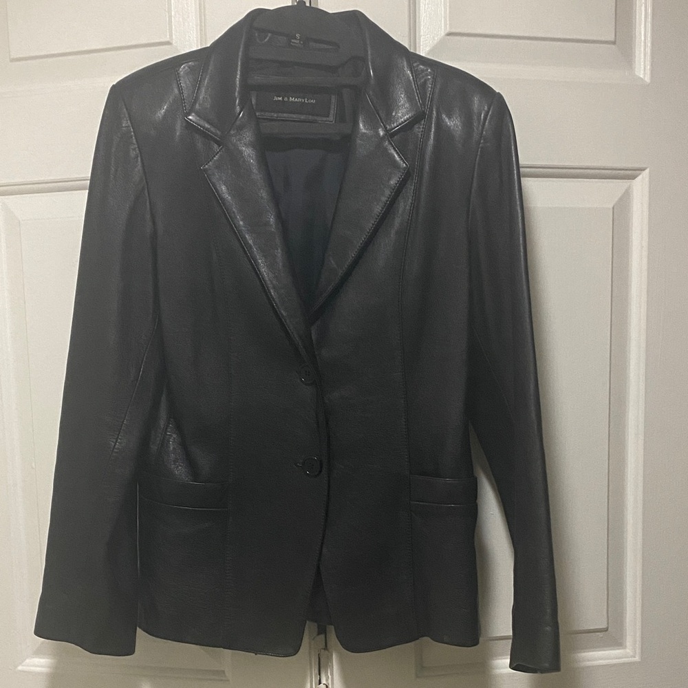 Women's Black Leather Blazer